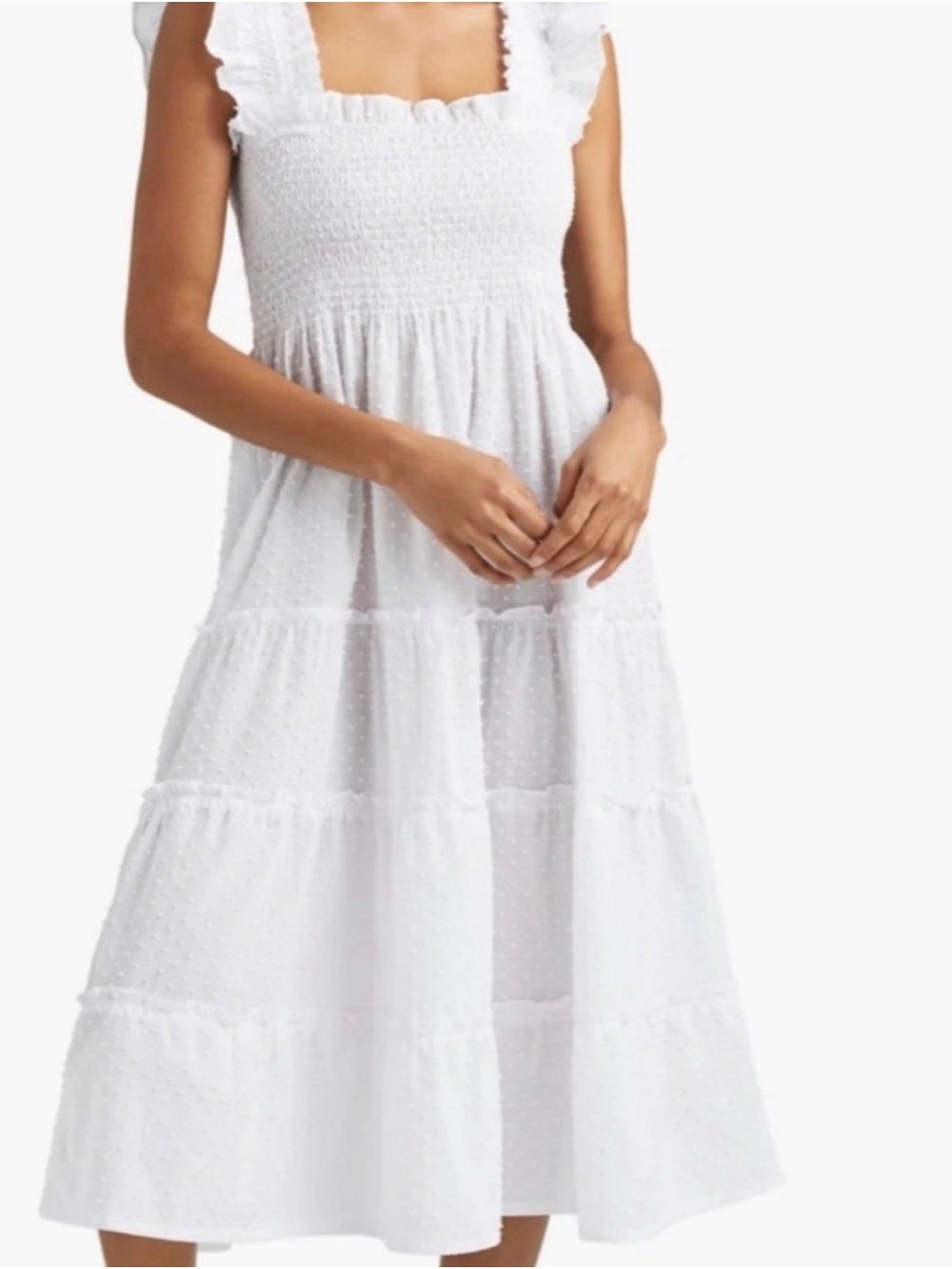 Hill House Home The Carolina Nap Dress White Semi-Sheer Swiss Dot